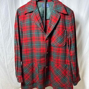 Vintage Pendleton Wool Blazer Style Shirt Jacket Men's‎ Small Red/Green Plaid